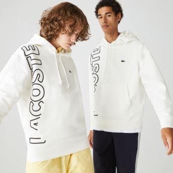 Lacoste LIVE Hooded Embroidered Cotton Blend Sweatshirt Pánské - Mikiny Bílé / Černé | CZ-EhZRg3